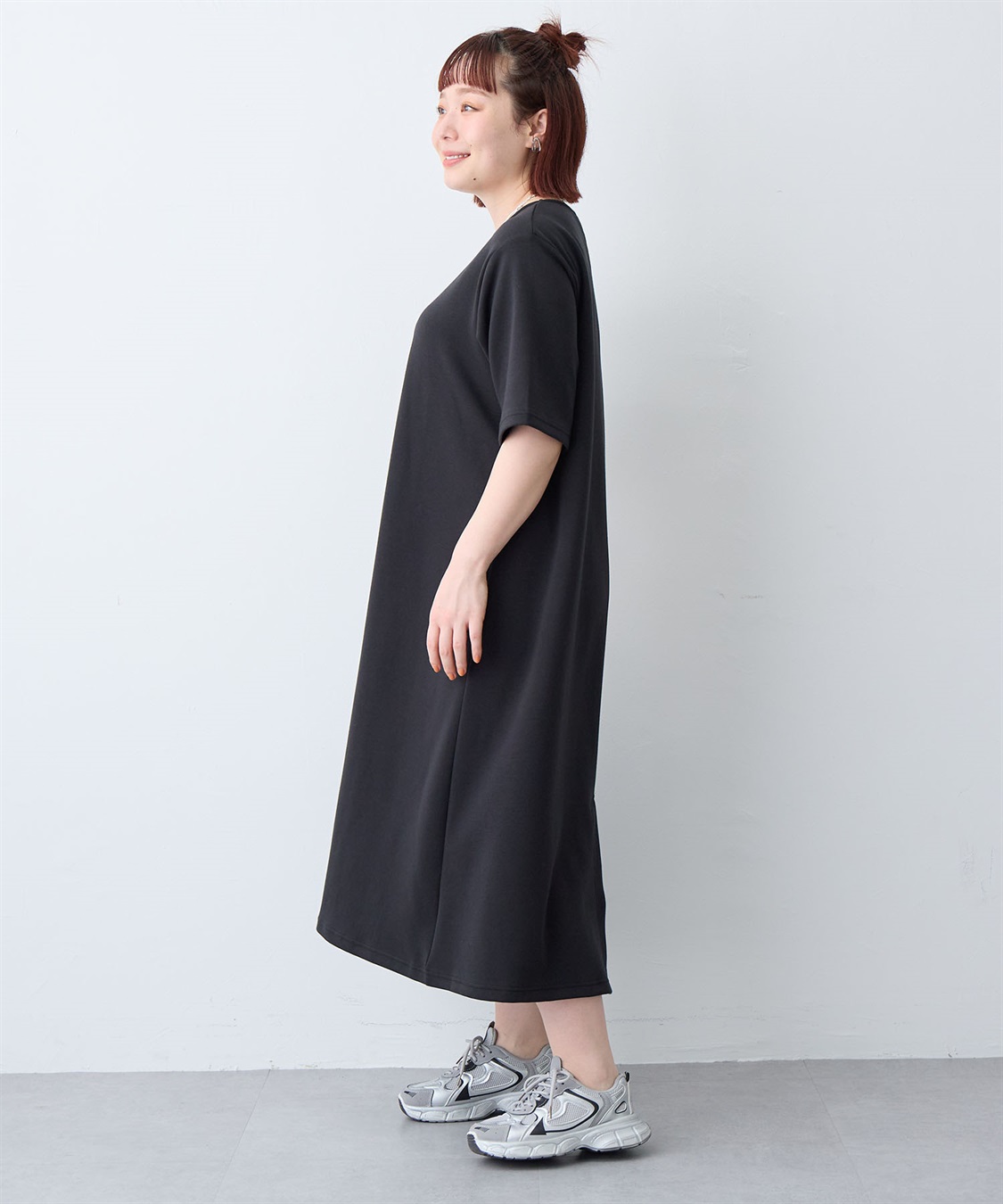 anyfee 【anyfee/大きいサイズ】着てサラなめらかポンチ素材Aラインワンピース/半袖Tシャツワンピース《接触冷感・吸水速乾・UV対策》_sub_15