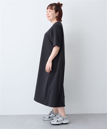anyfee 【anyfee/大きいサイズ】着てサラなめらかポンチ素材Aラインワンピース/半袖Tシャツワンピース《接触冷感・吸水速乾・UV対策》_subthumb_15