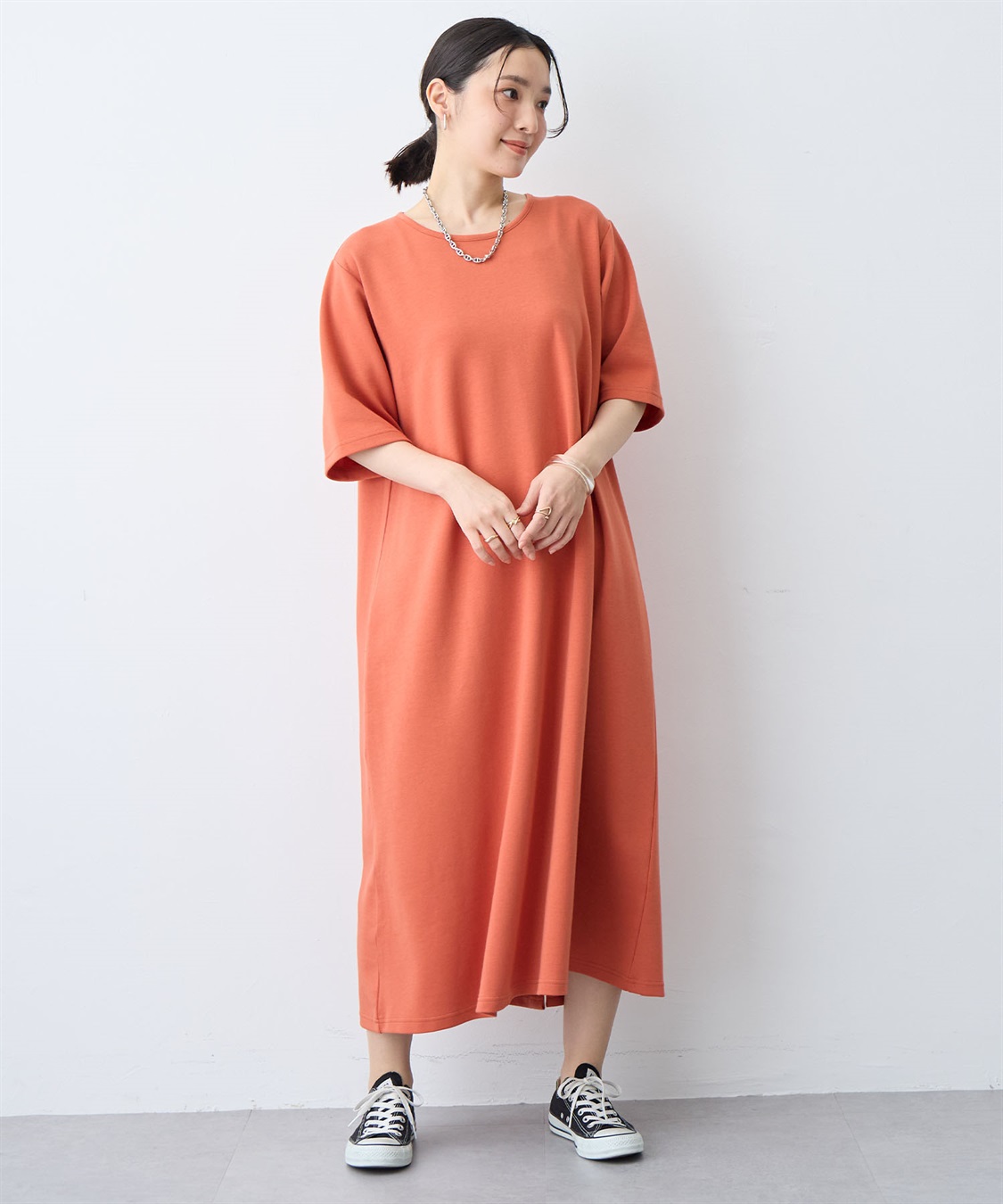 anyfee 【anyfee/大きいサイズ】着てサラなめらかポンチ素材Aラインワンピース/半袖Tシャツワンピース《接触冷感・吸水速乾・UV対策》_sub_17