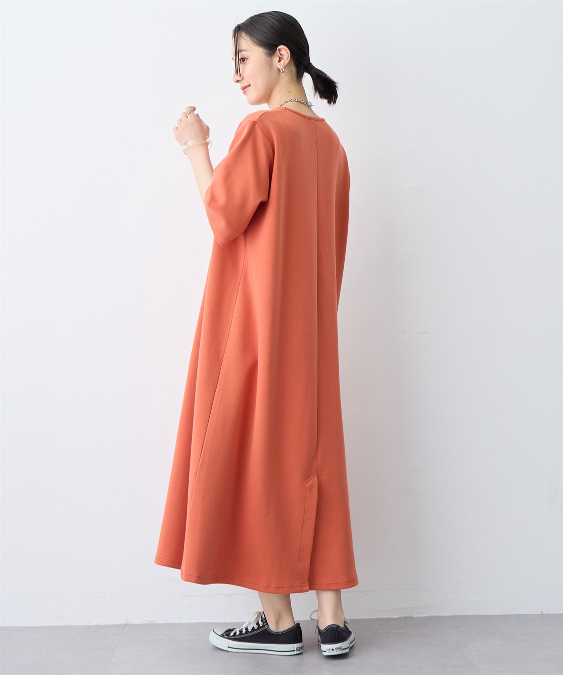 anyfee 【anyfee/大きいサイズ】着てサラなめらかポンチ素材Aラインワンピース/半袖Tシャツワンピース《接触冷感・吸水速乾・UV対策》_sub_18