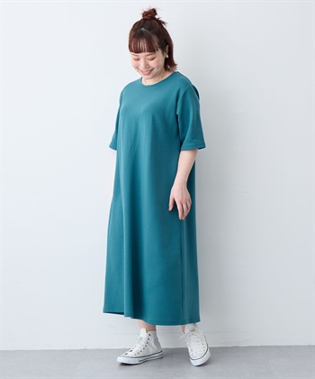 anyfee 【anyfee/大きいサイズ】着てサラなめらかポンチ素材Aラインワンピース/半袖Tシャツワンピース《接触冷感・吸水速乾・UV対策》_subthumb_19