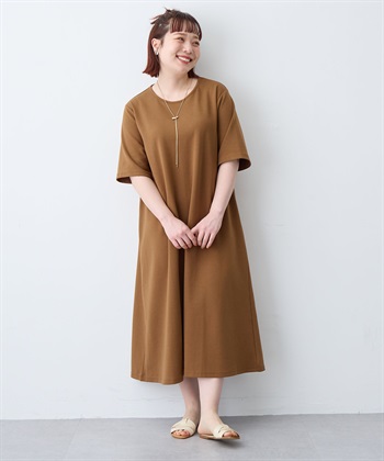 anyfee 【anyfee/大きいサイズ】着てサラなめらかポンチ素材Aラインワンピース/半袖Tシャツワンピース《接触冷感・吸水速乾・UV対策》_subthumb_23