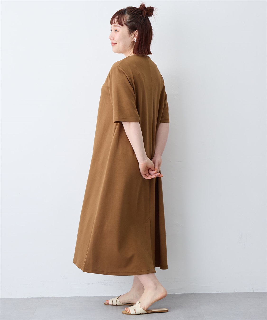 anyfee 【anyfee/大きいサイズ】着てサラなめらかポンチ素材Aラインワンピース/半袖Tシャツワンピース《接触冷感・吸水速乾・UV対策》_sub_25