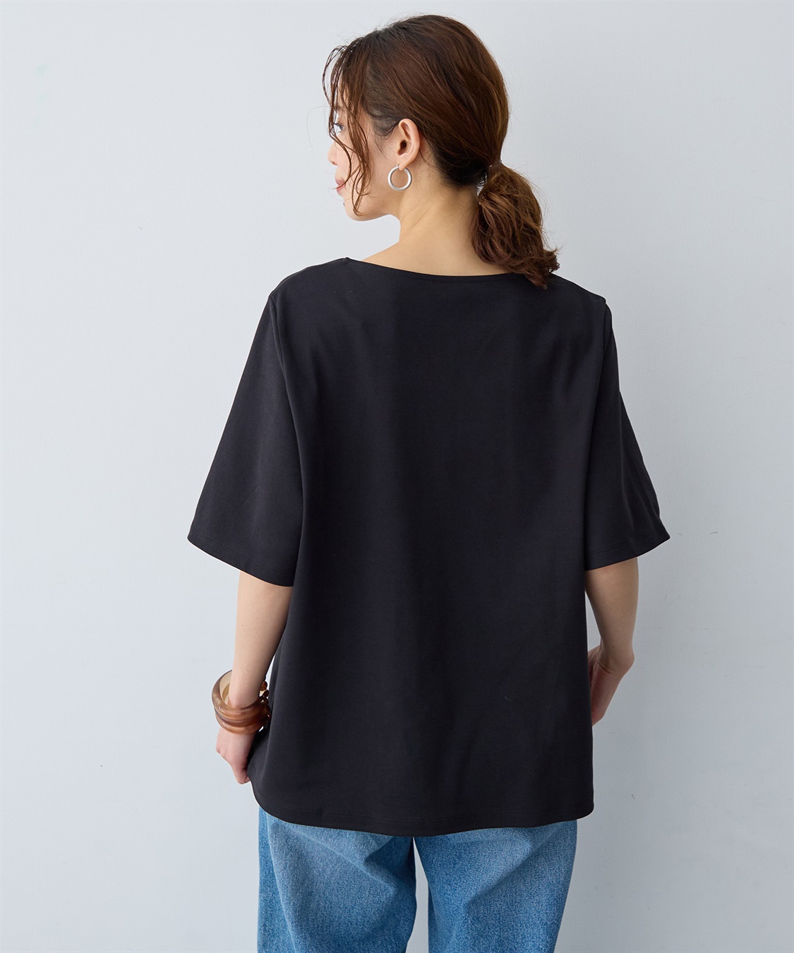 anyfee 【anyfee/大きいサイズ】着てサラ汗じみ防止クロスネックトップス/半袖Tシャツ《接触冷感・吸水速乾・UVカット》_sub_7