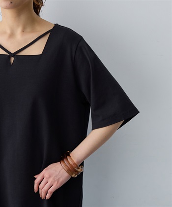 anyfee 【anyfee/大きいサイズ】着てサラ汗じみ防止クロスネックトップス/半袖Tシャツ《接触冷感・吸水速乾・UVカット》_subthumb_9