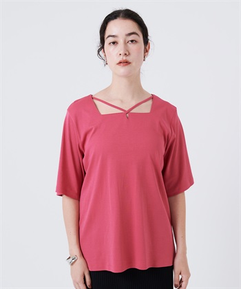 anyfee 【anyfee/大きいサイズ】着てサラ汗じみ防止クロスネックトップス/半袖Tシャツ《接触冷感・吸水速乾・UVカット》_subthumb_13