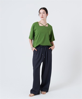 anyfee 【anyfee/大きいサイズ】着てサラ汗じみ防止クロスネックトップス/半袖Tシャツ《接触冷感・吸水速乾・UVカット》_subthumb_17