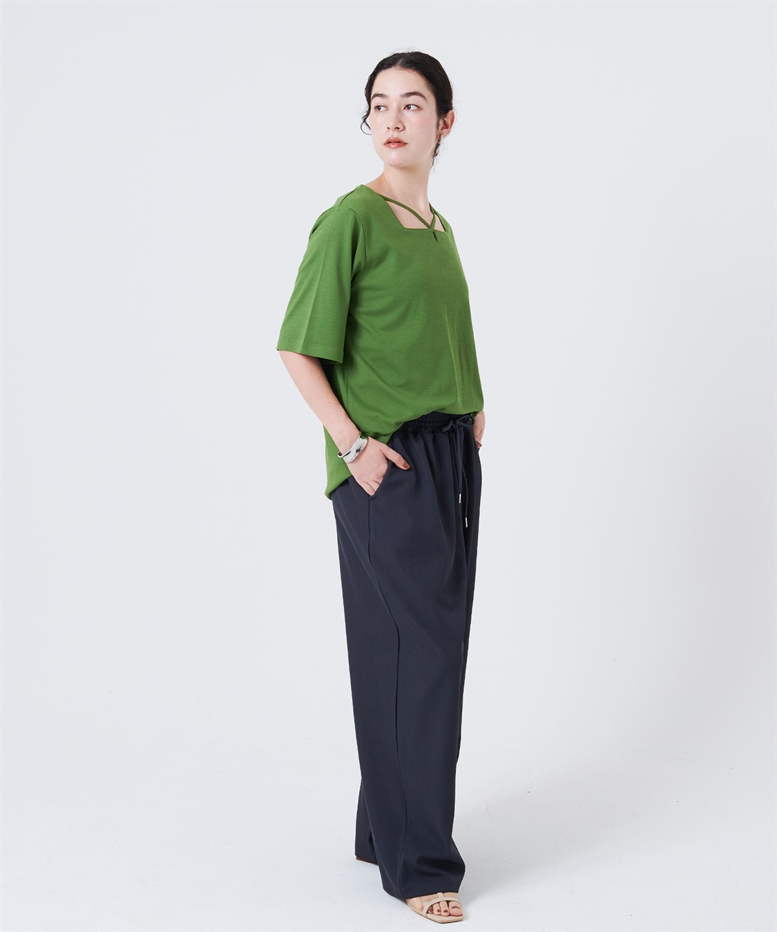 anyfee 【anyfee/大きいサイズ】着てサラ汗じみ防止クロスネックトップス/半袖Tシャツ《接触冷感・吸水速乾・UVカット》_sub_18