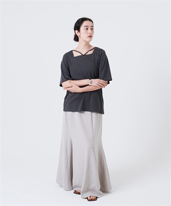 anyfee 【anyfee/大きいサイズ】着てサラ汗じみ防止クロスネックトップス/半袖Tシャツ《接触冷感・吸水速乾・UVカット》_subthumb_21