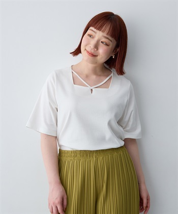 anyfee 【anyfee/大きいサイズ】着てサラ汗じみ防止クロスネックトップス/半袖Tシャツ《接触冷感・吸水速乾・UVカット》_subthumb_23