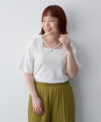anyfee 【anyfee/大きいサイズ】着てサラ汗じみ防止クロスネックトップス/半袖Tシャツ《接触冷感・吸水速乾・UVカット》_subthumb_24