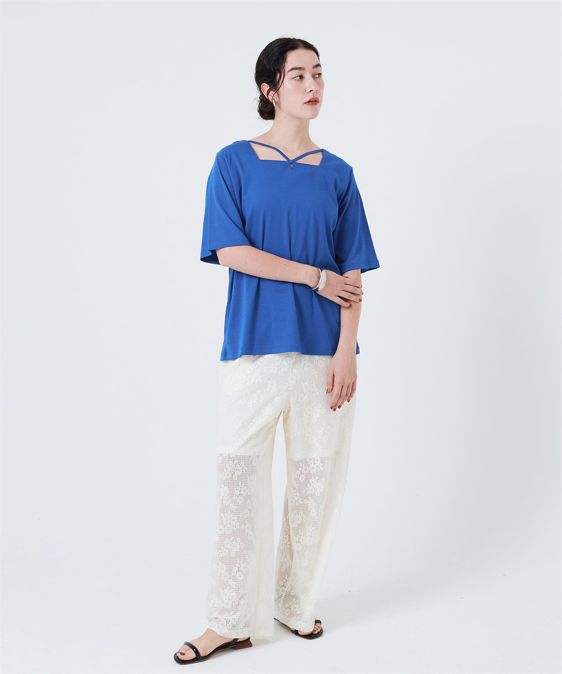 anyfee 【anyfee/大きいサイズ】着てサラ汗じみ防止クロスネックトップス/半袖Tシャツ《接触冷感・吸水速乾・UVカット》_sub_27