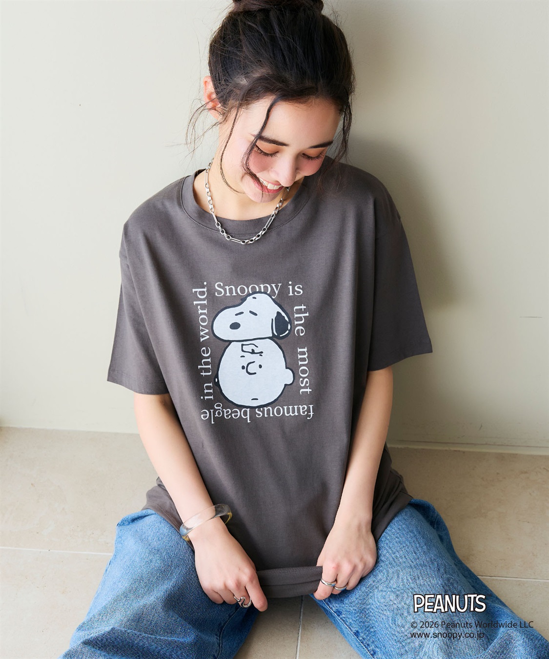 chara station 【PEANUTS/ピーナッツ】SNOOPY/スヌーピー＆チャーリー・ブラウンフェイスプリントTシャツ_sub_3