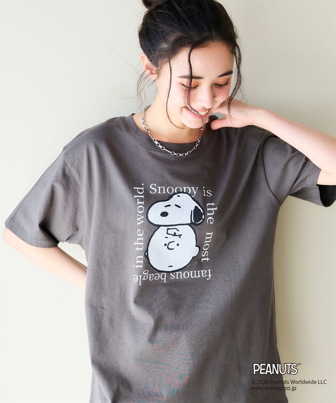 chara station 【PEANUTS/ピーナッツ】SNOOPY/スヌーピー＆チャーリー・ブラウンフェイスプリントTシャツ_sub_4