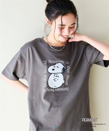 chara station 【PEANUTS/ピーナッツ】SNOOPY/スヌーピー＆チャーリー・ブラウンフェイスプリントTシャツ_subthumb_4