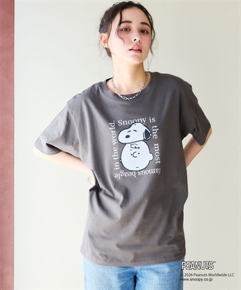 chara station 【PEANUTS/ピーナッツ】SNOOPY/スヌーピー＆チャーリー・ブラウンフェイスプリントTシャツ_subthumb_5