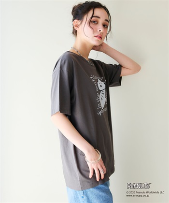 chara station 【PEANUTS/ピーナッツ】SNOOPY/スヌーピー＆チャーリー・ブラウンフェイスプリントTシャツ_subthumb_7