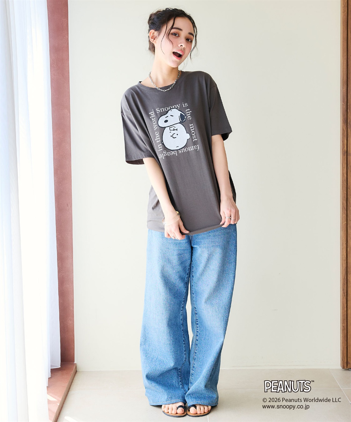 chara station 【PEANUTS/ピーナッツ】SNOOPY/スヌーピー＆チャーリー・ブラウンフェイスプリントTシャツ_sub_9