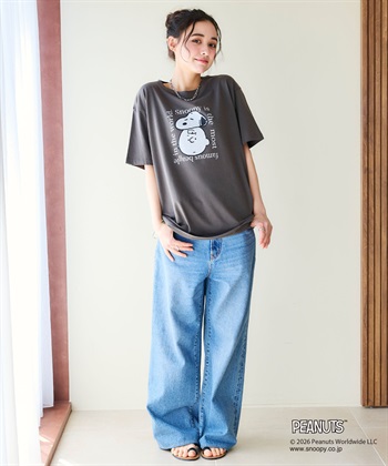 chara station 【PEANUTS/ピーナッツ】SNOOPY/スヌーピー＆チャーリー・ブラウンフェイスプリントTシャツ_subthumb_12
