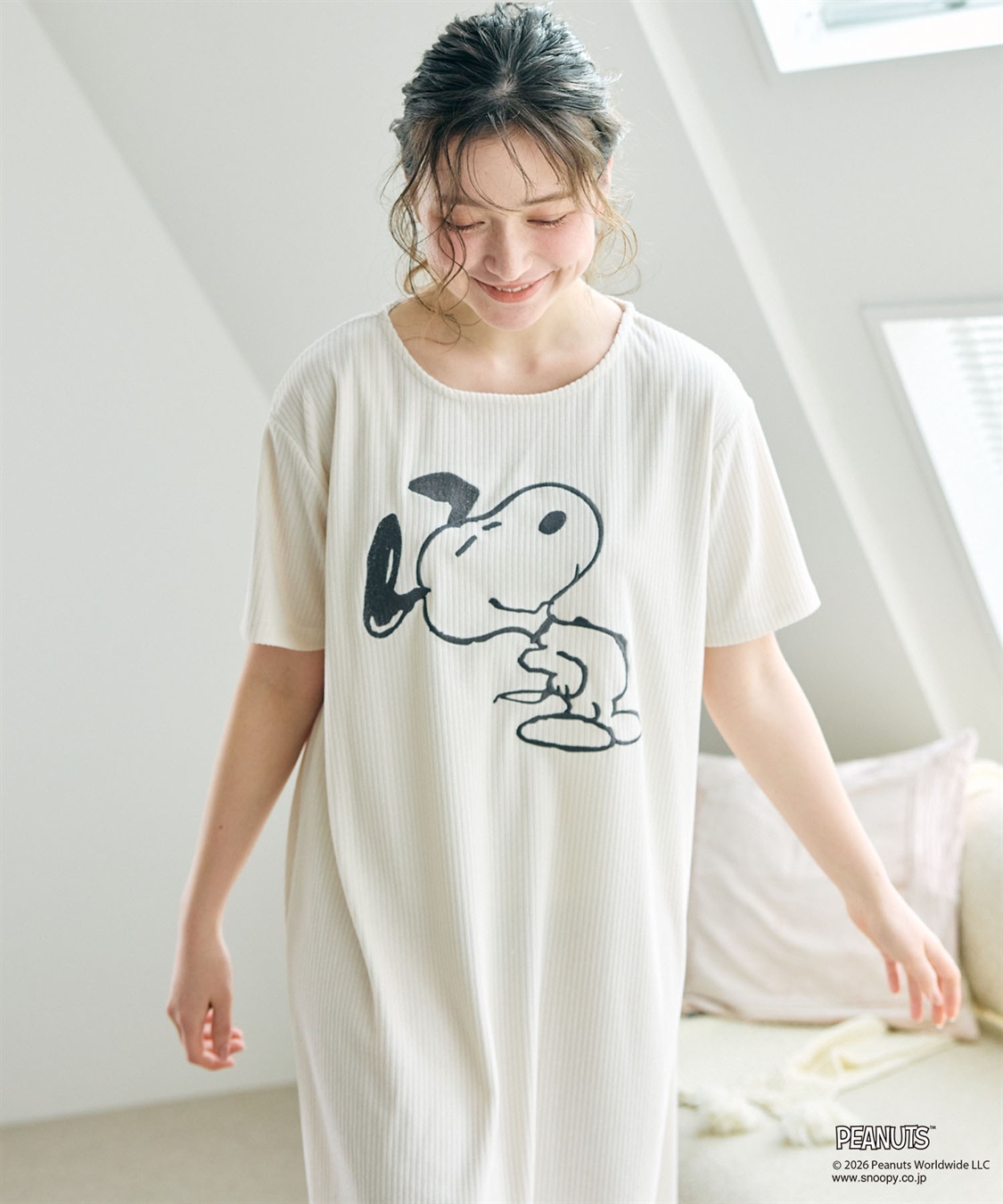 chara station 【PEANUTS/ピーナッツ】SNOOPY/スヌーピーパイルリブルームウェアワンピース（上下別売り）（2026SS）_sub_12