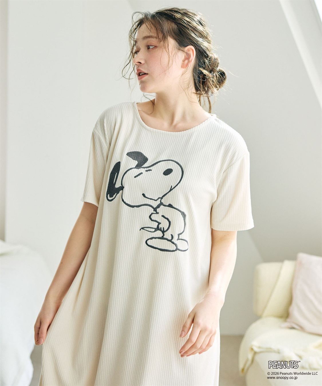 chara station 【PEANUTS/ピーナッツ】SNOOPY/スヌーピーパイルリブルームウェアワンピース（上下別売り）（2026SS）_sub_13
