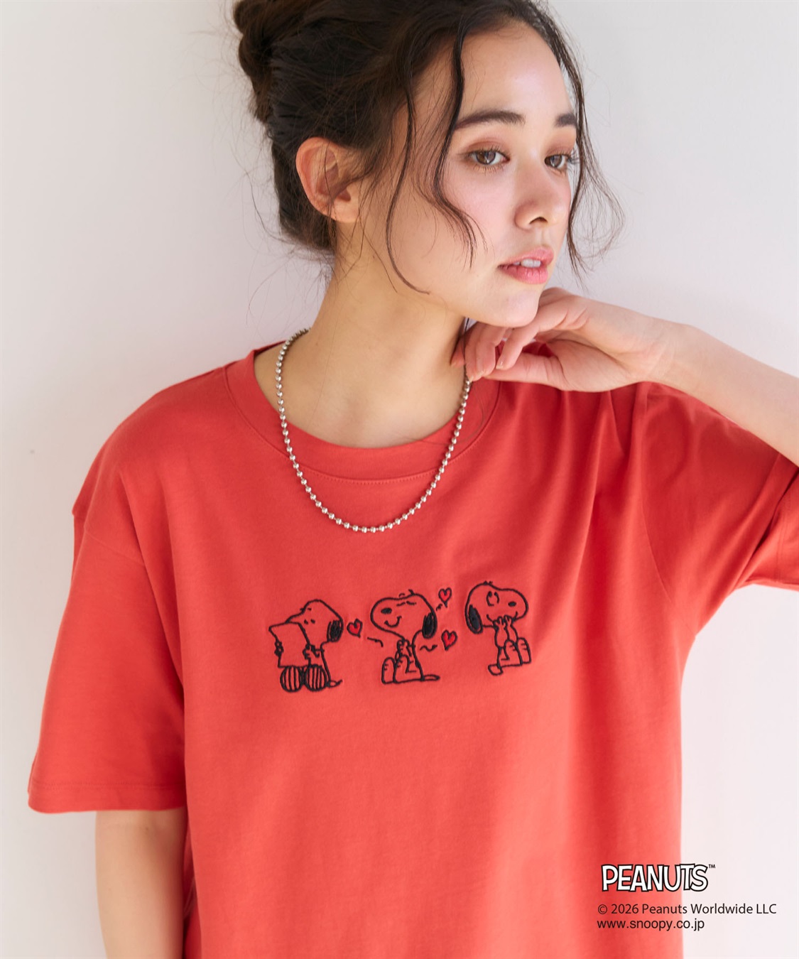 chara station 【PEANUTS/ピーナッツ】SNOOPY/スヌーピー3パターンフロントデザイン刺繍Tシャツ_sub_1
