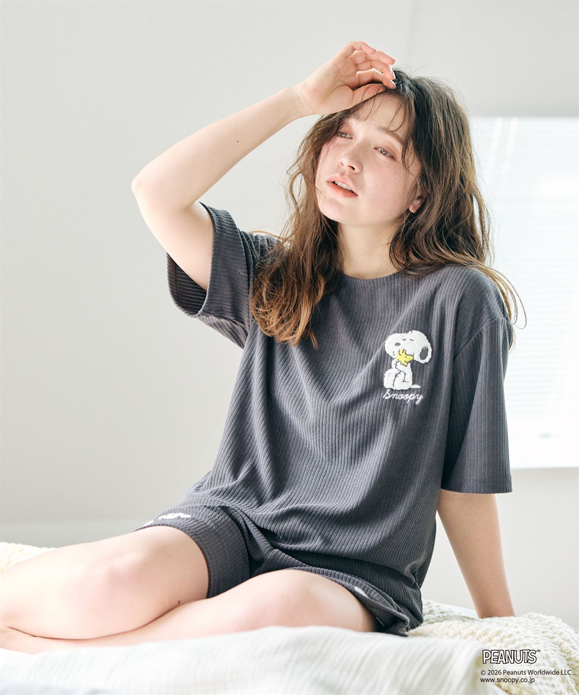 chara station 【PEANUTS/ピーナッツ】SNOOPY/スヌーピーパイルリブルームウェア半袖トップス（上下別売り）_sub_5