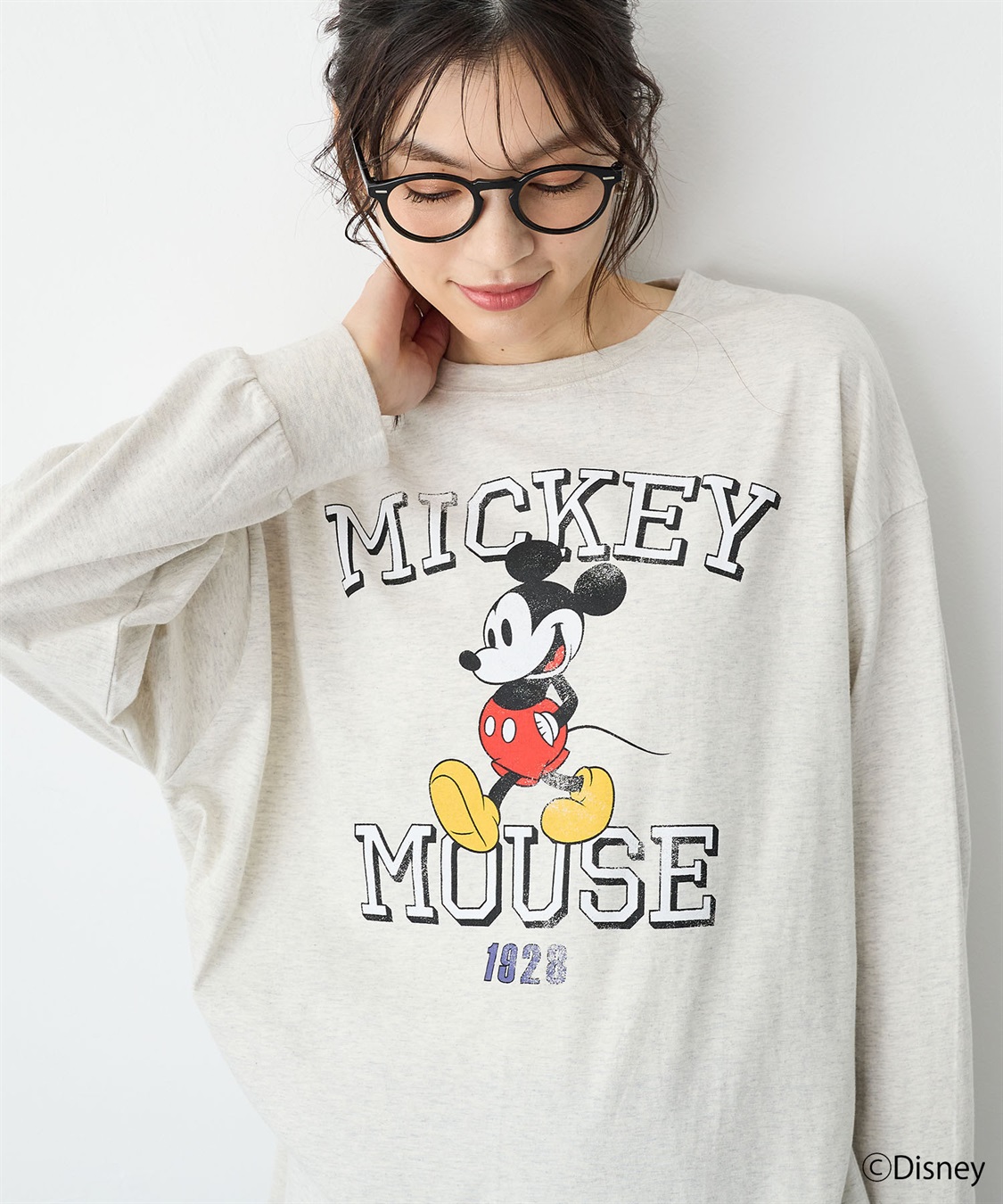anyfee 【anyfee/プラスサイズ】《Disney/ディズニー》ミッキーマウスオールドグラフィックプリントTシャツ_sub_1