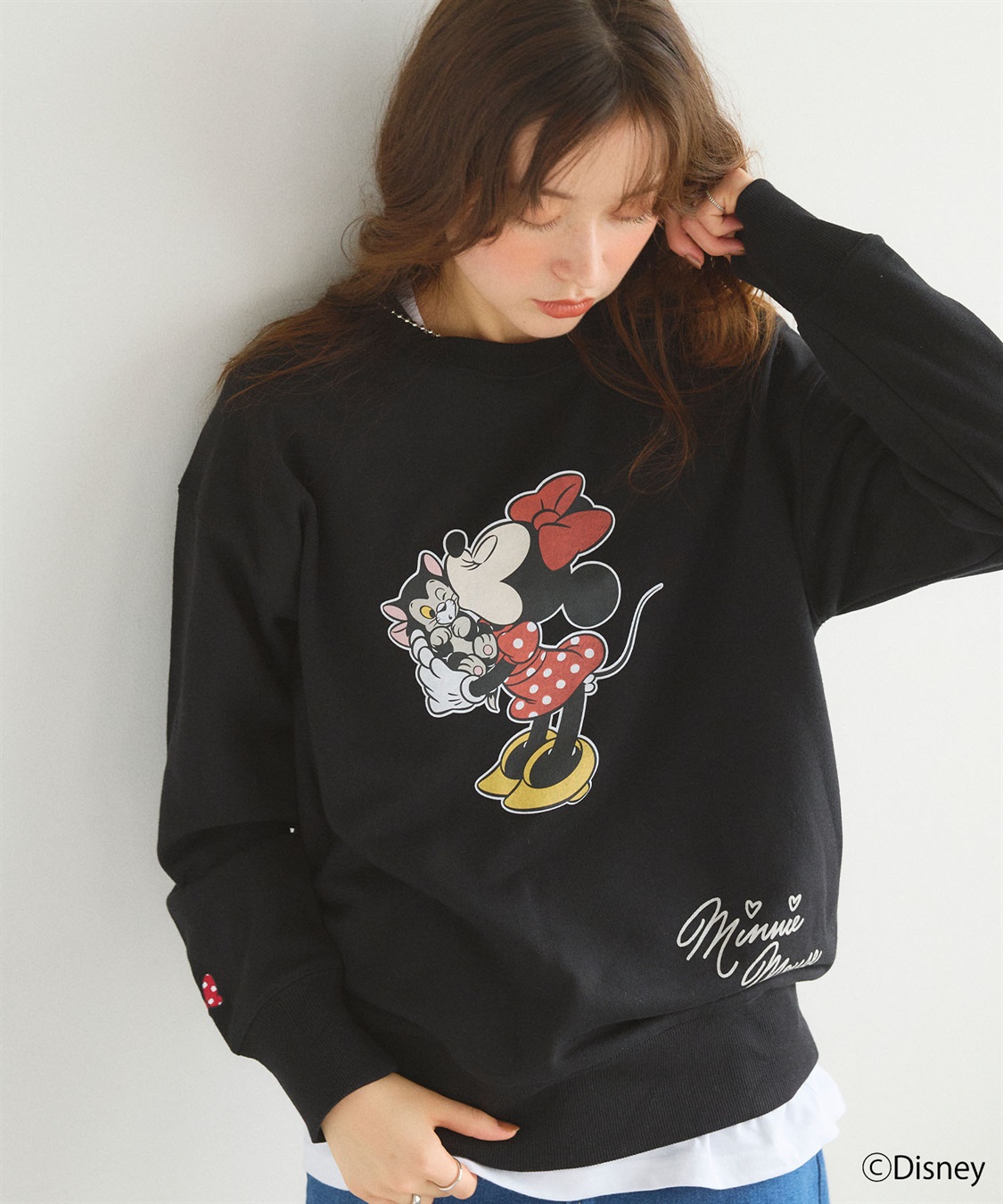 chara station 【Disney/ディズニー】Minnie Mouse/ミニーマウス裏毛ドロップショルダープリントスウェットプルオーバー_sub_1