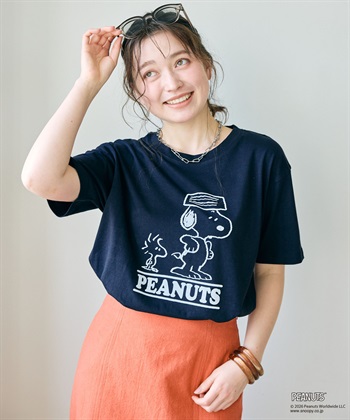 chara station 【PEANUTS/ピーナッツ】SNOOPY/スヌーピー＆ウッドストックフロッキープリントTシャツ_subthumb_10