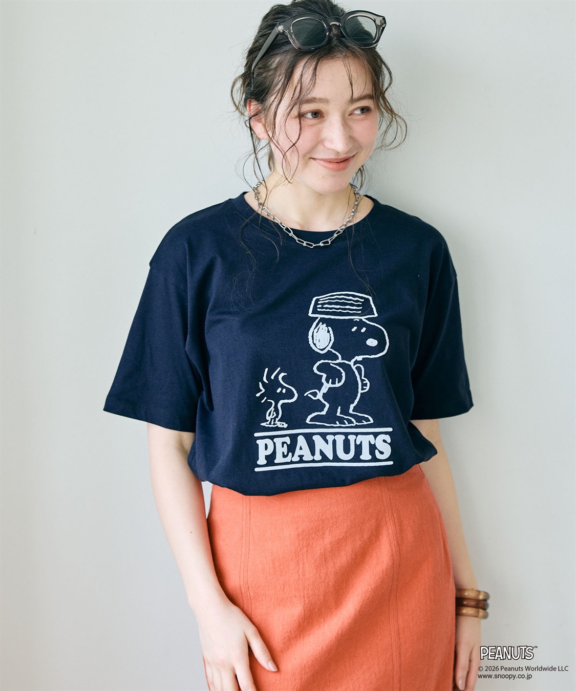 chara station 【PEANUTS/ピーナッツ】SNOOPY/スヌーピー＆ウッドストックフロッキープリントTシャツ_sub_11