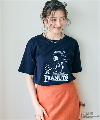 chara station 【PEANUTS/ピーナッツ】SNOOPY/スヌーピー＆ウッドストックフロッキープリントTシャツ_subthumb_11
