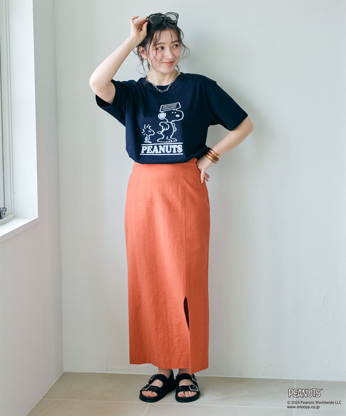 chara station 【PEANUTS/ピーナッツ】SNOOPY/スヌーピー＆ウッドストックフロッキープリントTシャツ_sub_13