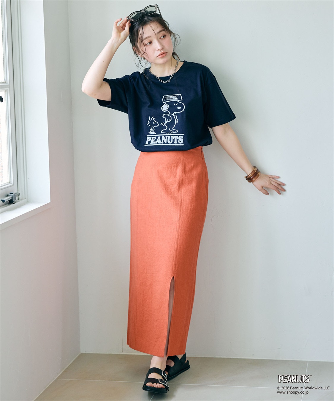 chara station 【PEANUTS/ピーナッツ】SNOOPY/スヌーピー＆ウッドストックフロッキープリントTシャツ_sub_14