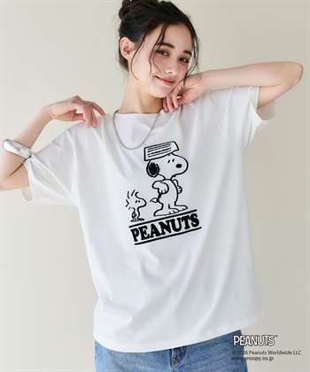 chara station 【PEANUTS/ピーナッツ】SNOOPY/スヌーピー＆ウッドストックフロッキープリントTシャツ_subthumb_18