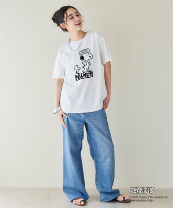 chara station 【PEANUTS/ピーナッツ】SNOOPY/スヌーピー＆ウッドストックフロッキープリントTシャツ_subthumb_19