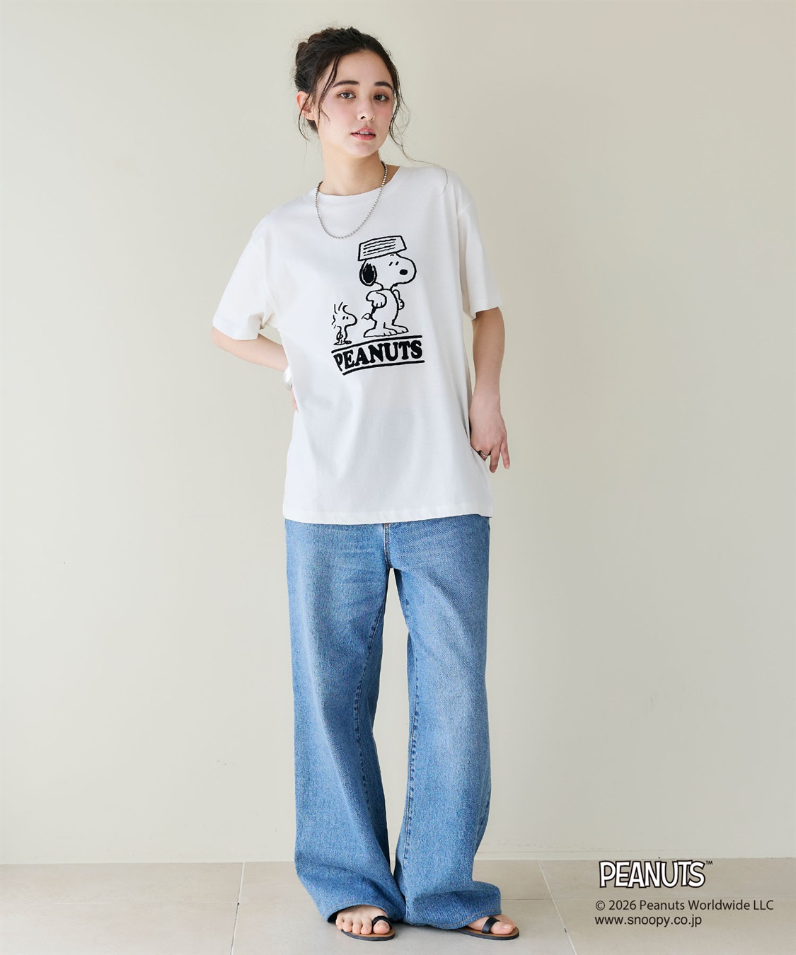 chara station 【PEANUTS/ピーナッツ】SNOOPY/スヌーピー＆ウッドストックフロッキープリントTシャツ_sub_21