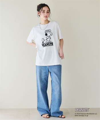 chara station 【PEANUTS/ピーナッツ】SNOOPY/スヌーピー＆ウッドストックフロッキープリントTシャツ_subthumb_21