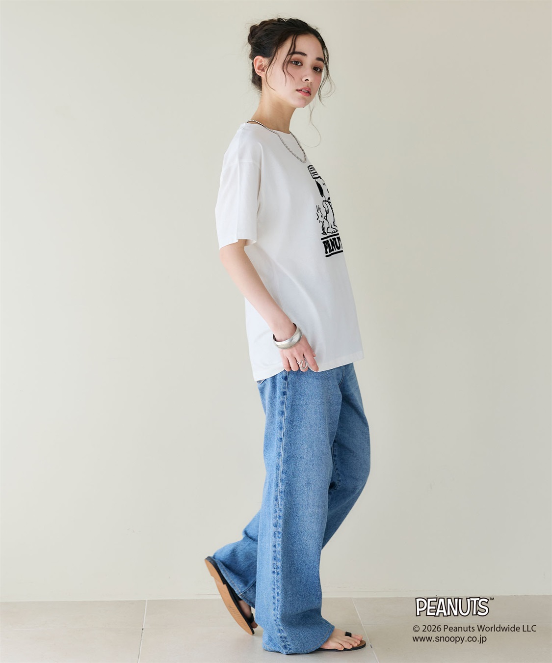 chara station 【PEANUTS/ピーナッツ】SNOOPY/スヌーピー＆ウッドストックフロッキープリントTシャツ_sub_22