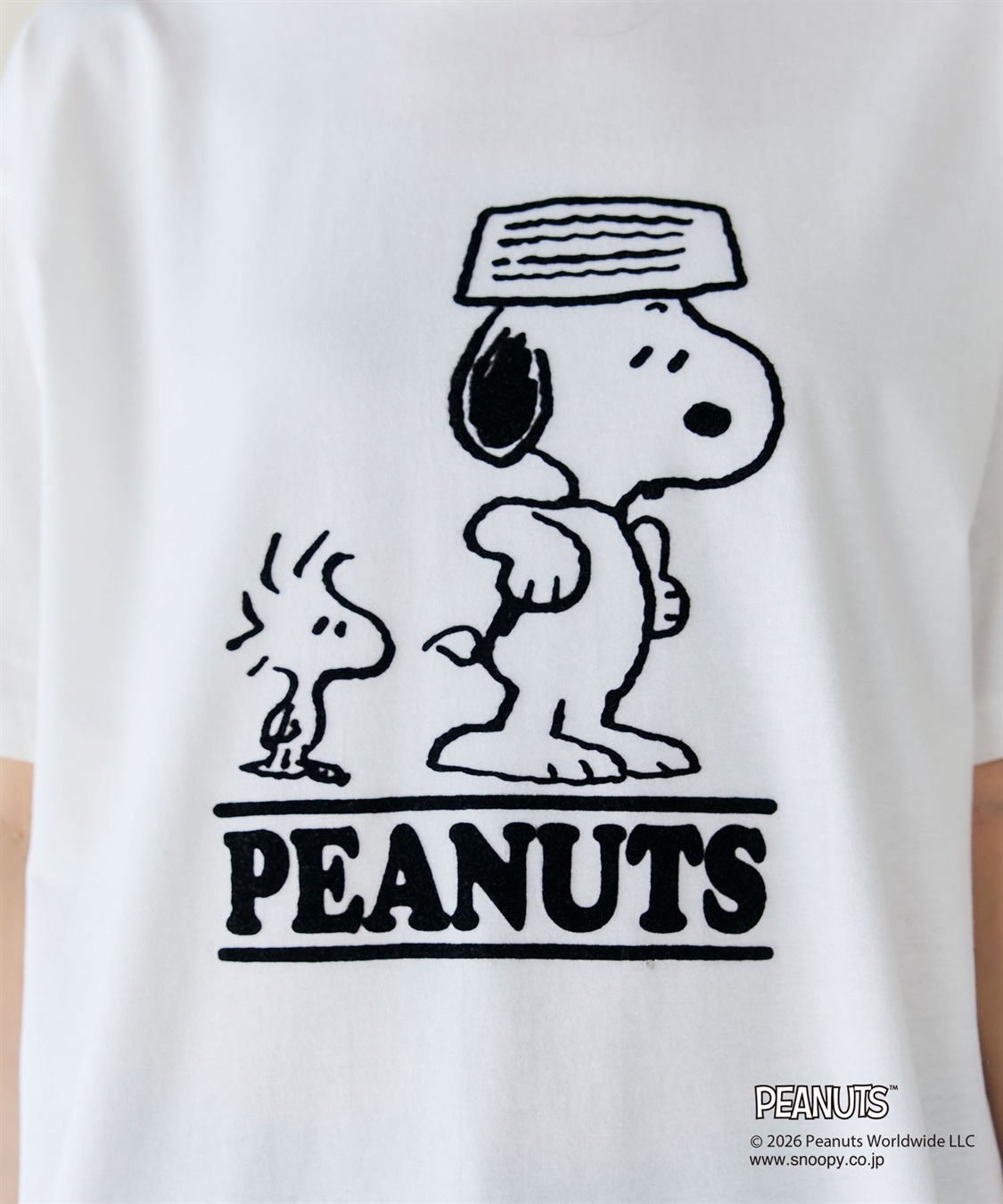 chara station 【PEANUTS/ピーナッツ】SNOOPY/スヌーピー＆ウッドストックフロッキープリントTシャツ_sub_25