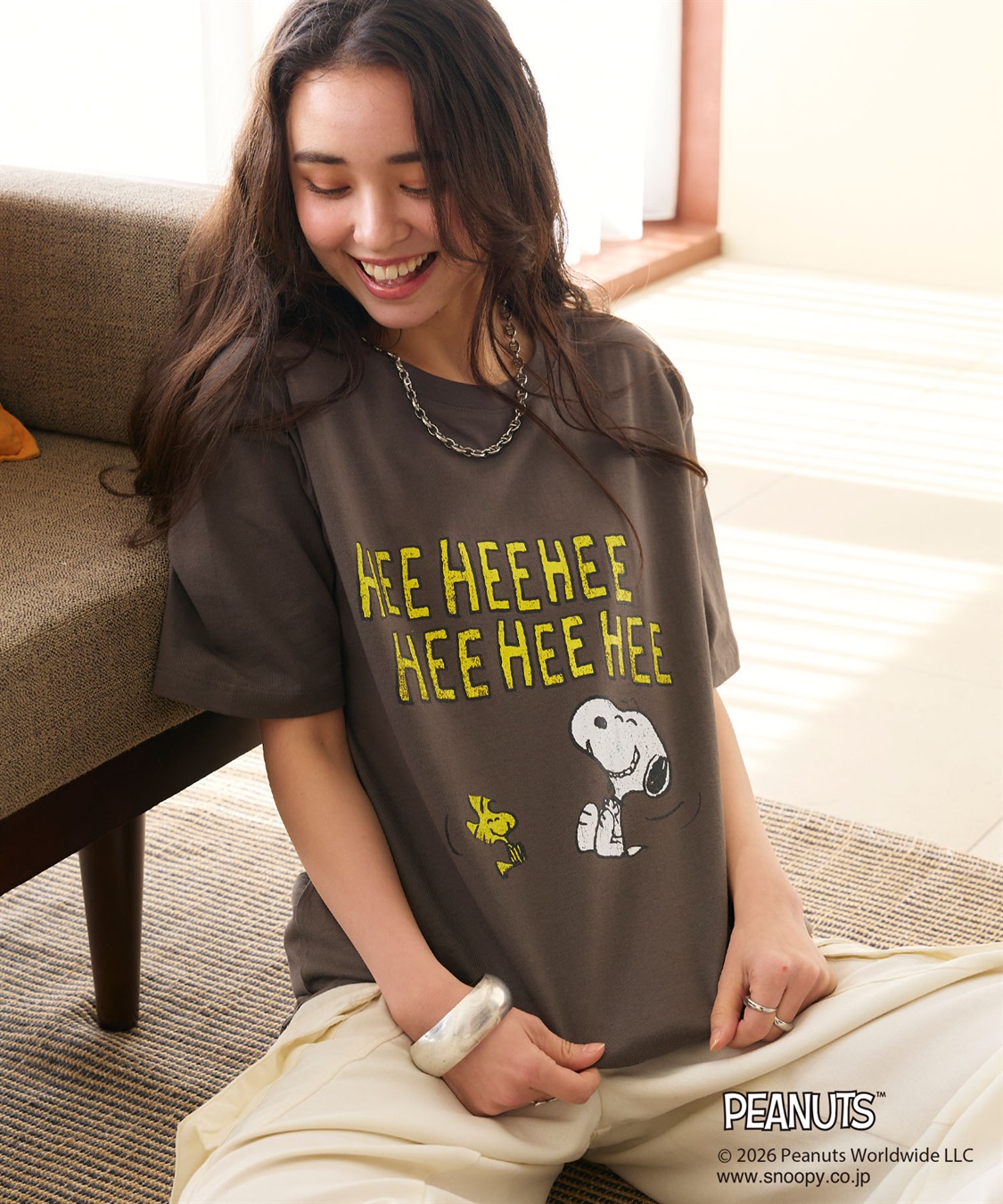 chara station 【PEANUTS/ピーナッツ】スヌーピー/SNOOPYヴィンテージ風カスレプリント半袖Tシャツ_sub_1