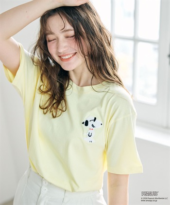 chara station 【PEANUTS/ピーナッツ】SNOOPY/スヌーピーワンポイントサガラ刺繍半袖Tシャツ_subthumb_3