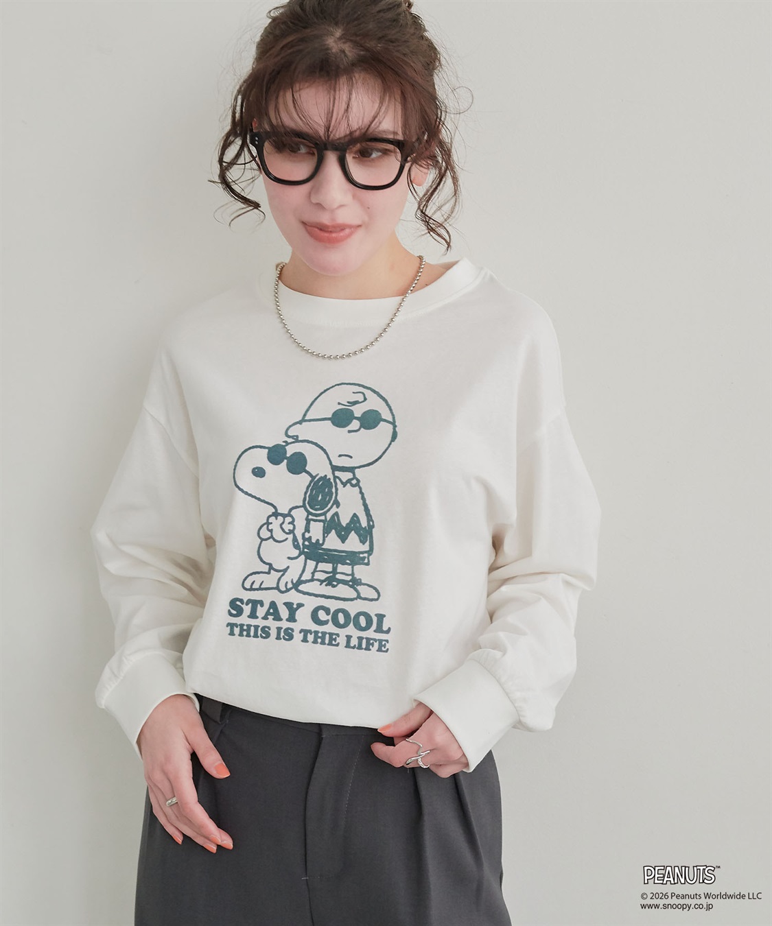 chara station 【PEANUTS/ピーナッツ】SNOOPY/スヌーピー＆ウッドストックフロッキープリントロンT◆別注◆_sub_22