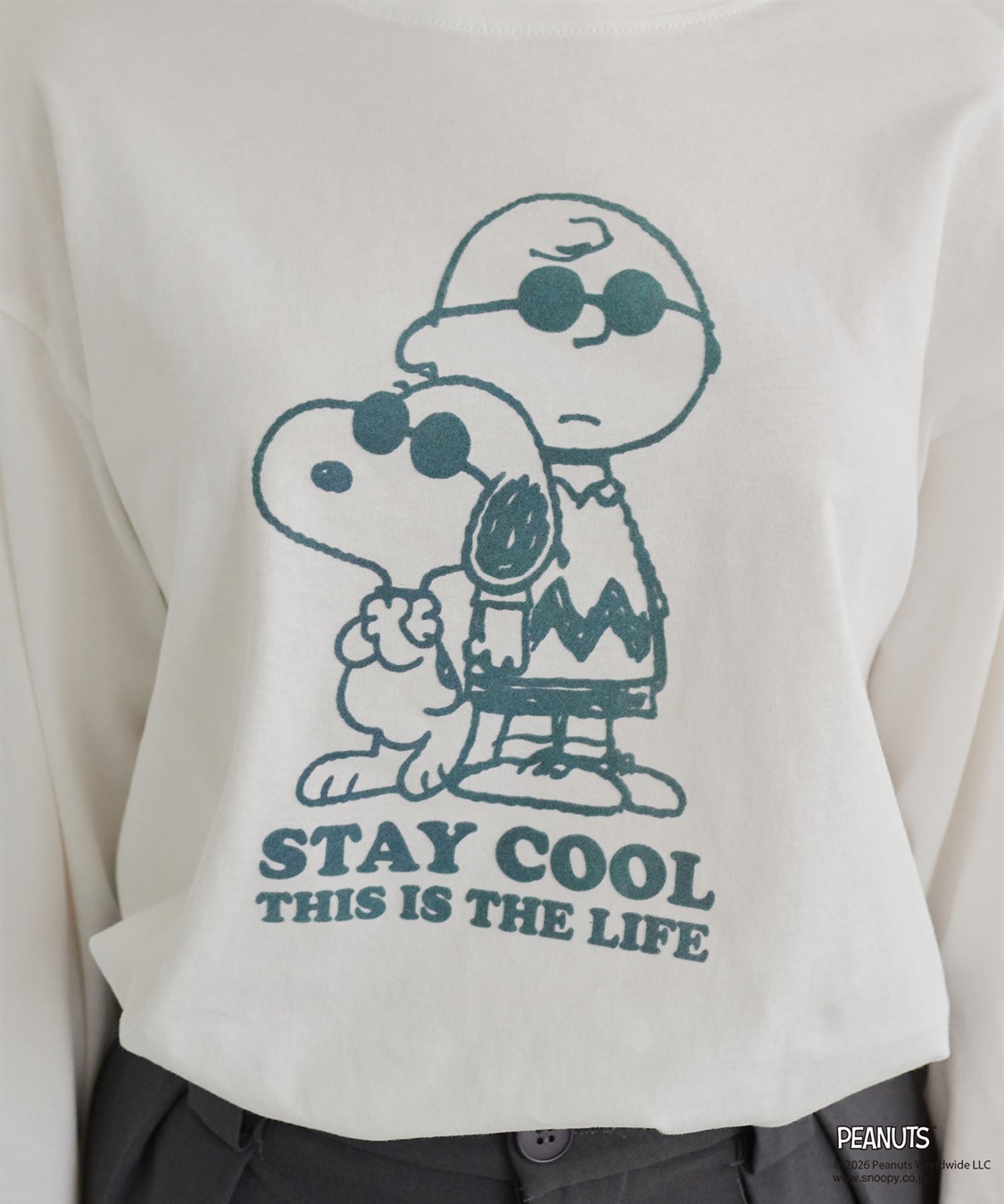 chara station 【PEANUTS/ピーナッツ】SNOOPY/スヌーピー＆ウッドストックフロッキープリントロンT◆別注◆_sub_23