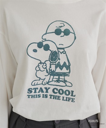 chara station 【PEANUTS/ピーナッツ】SNOOPY/スヌーピー＆ウッドストックフロッキープリントロンT◆別注◆_subthumb_23