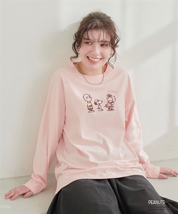chara station 【PEANUTS/ピーナッツ】SNOOPY/スヌーピーフロント刺繍デザインロンT◆別注◆_subthumb_1