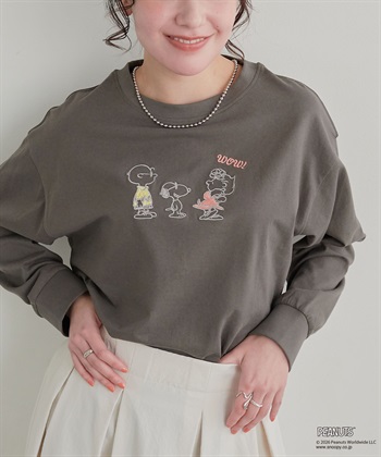 chara station 【PEANUTS/ピーナッツ】SNOOPY/スヌーピーフロント刺繍デザインロンT◆別注◆_subthumb_2