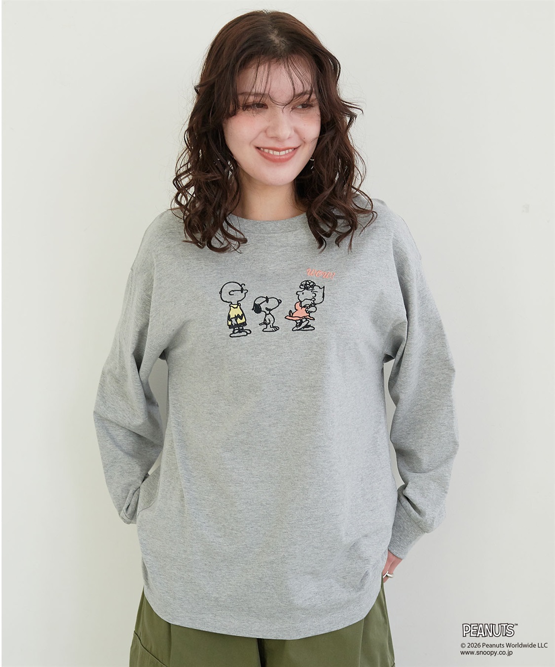chara station 【PEANUTS/ピーナッツ】SNOOPY/スヌーピーフロント刺繍デザインロンT◆別注◆_sub_4