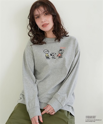 chara station 【PEANUTS/ピーナッツ】SNOOPY/スヌーピーフロント刺繍デザインロンT◆別注◆_subthumb_5