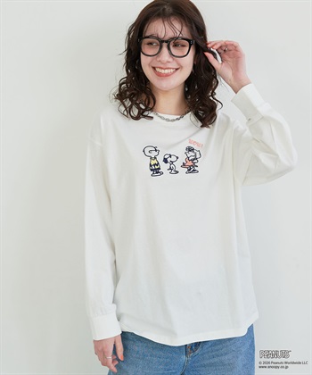 chara station 【PEANUTS/ピーナッツ】SNOOPY/スヌーピーフロント刺繍デザインロンT◆別注◆_subthumb_8